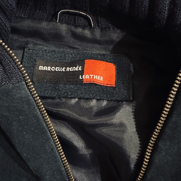 MARCELLE RENÉE / VINTAGE suede and ribbed knit jacket / Navy Blue - Picture 7 of 11